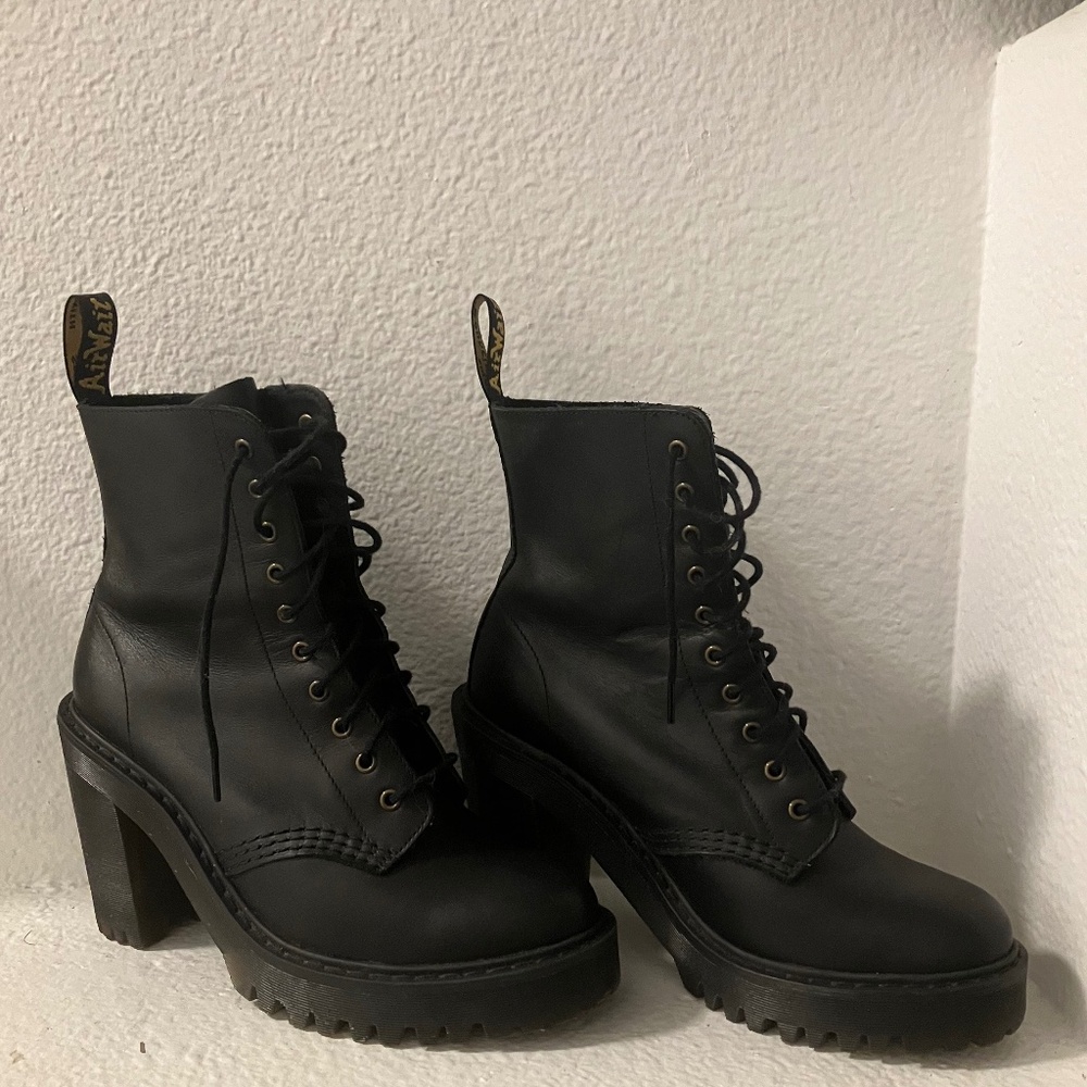 Dr. Martens Black Lace-Up Platform Heel Boots